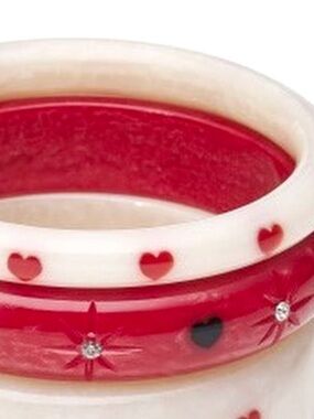 Splendette White Heart Narrow Bangle Duchess Size NWOT